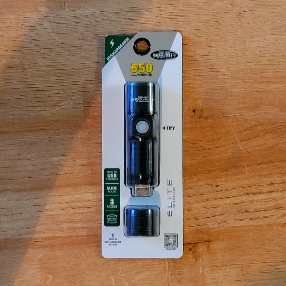 Police Security Elite USB Flashlight 550 Lumens Rechargeable